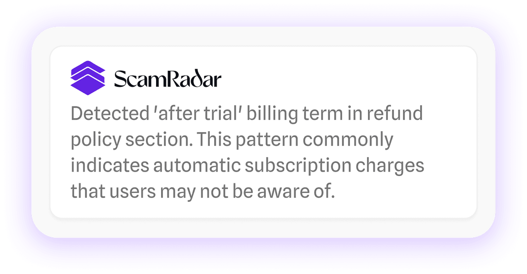 ScamRadar detection